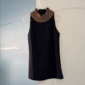 Tuckernuck Navy Sleeveless Tunic Top with Gold Accents